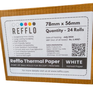 REFFLO Premium Thermal Paper Roll 78mmx56mm (24 Rolls Pack)